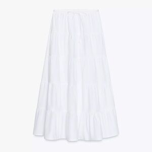 Zara White Tiered Maxi Skirt